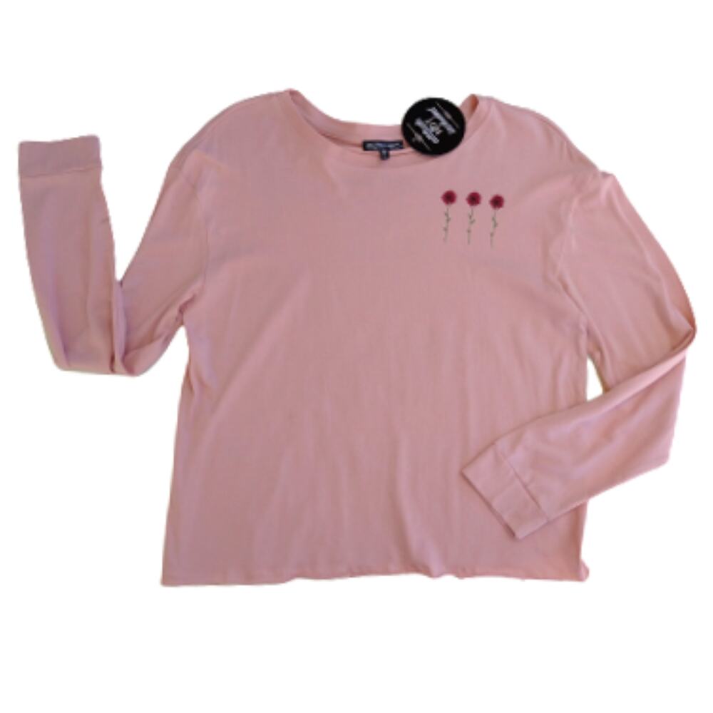 Attitude Not Included Graphic T-Shirt Size Medium Pink 100% Cotton Long Sleeves